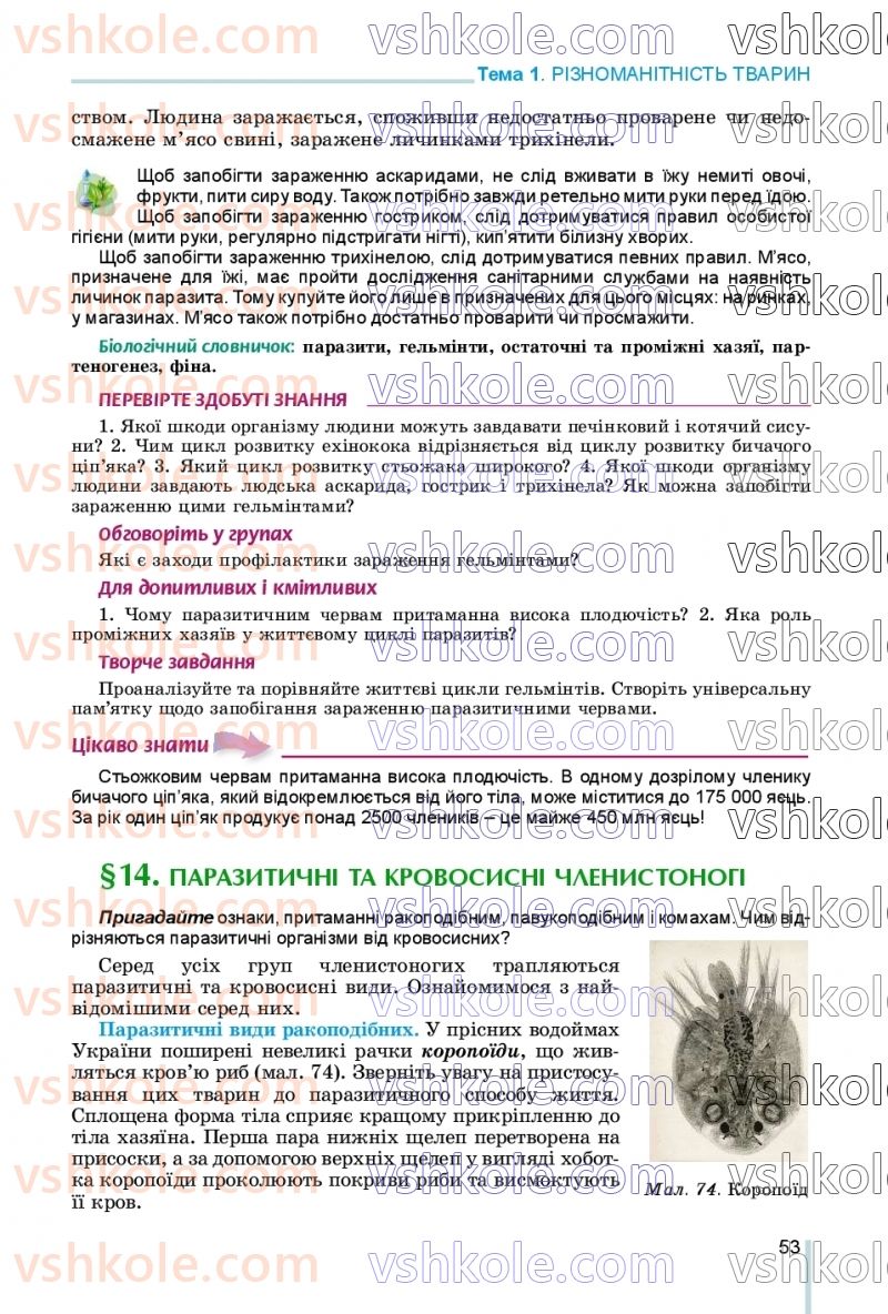 Страница 53 | Підручник Біологія 7 клас Л.І. Остапченко, П.Г. Балан, В.В. Серебряков, Н.Ю. Матяш 2020