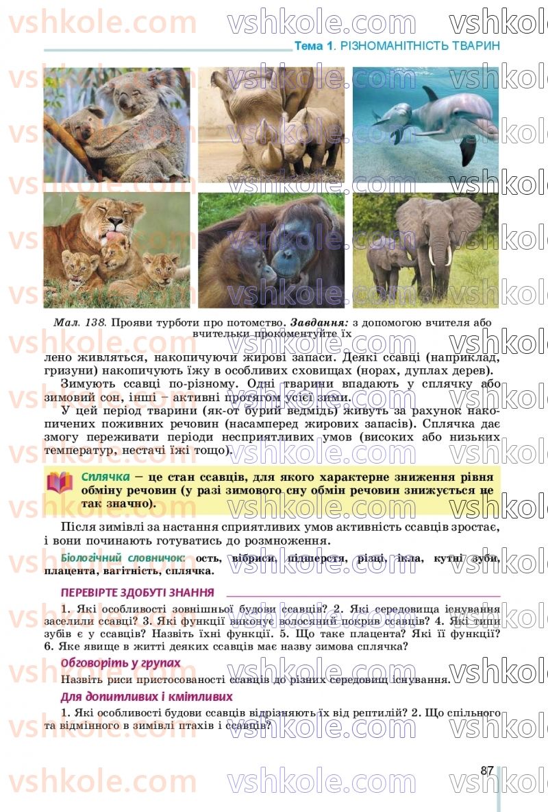 Страница 87 | Підручник Біологія 7 клас Л.І. Остапченко, П.Г. Балан, В.В. Серебряков, Н.Ю. Матяш 2020