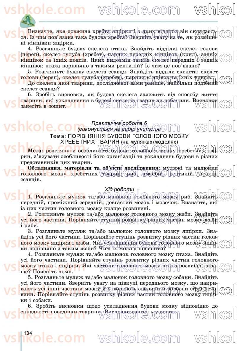 Страница 134 | Підручник Біологія 7 клас Л.І. Остапченко, П.Г. Балан, В.В. Серебряков, Н.Ю. Матяш 2020