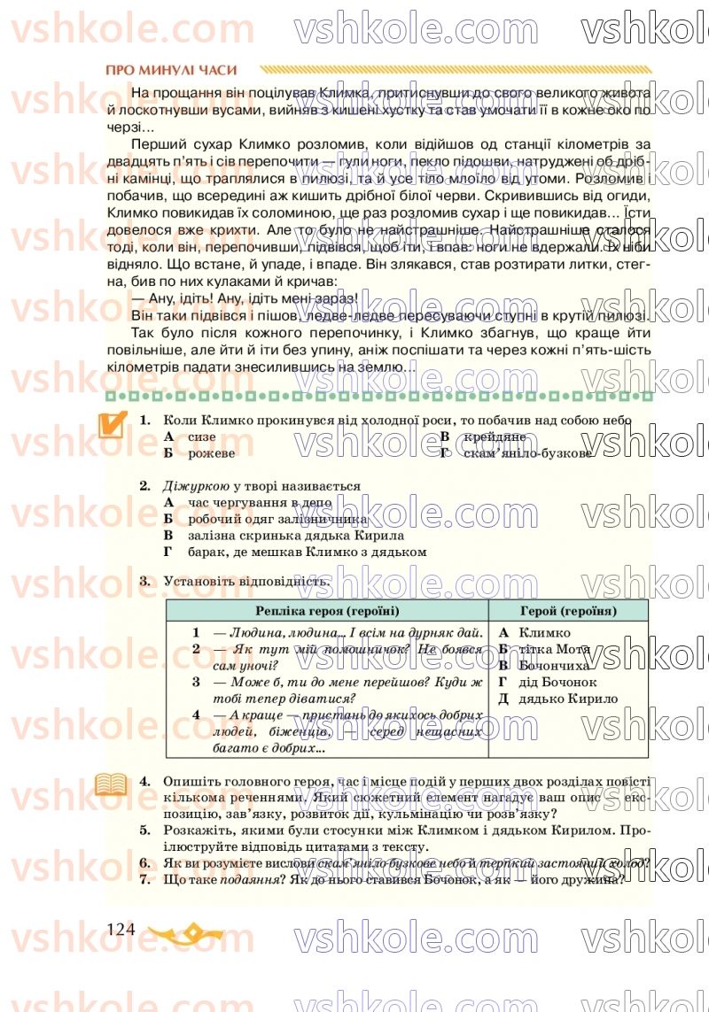 Страница 124 | Підручник Українська література 7 клас О.М. Авраменко 2020