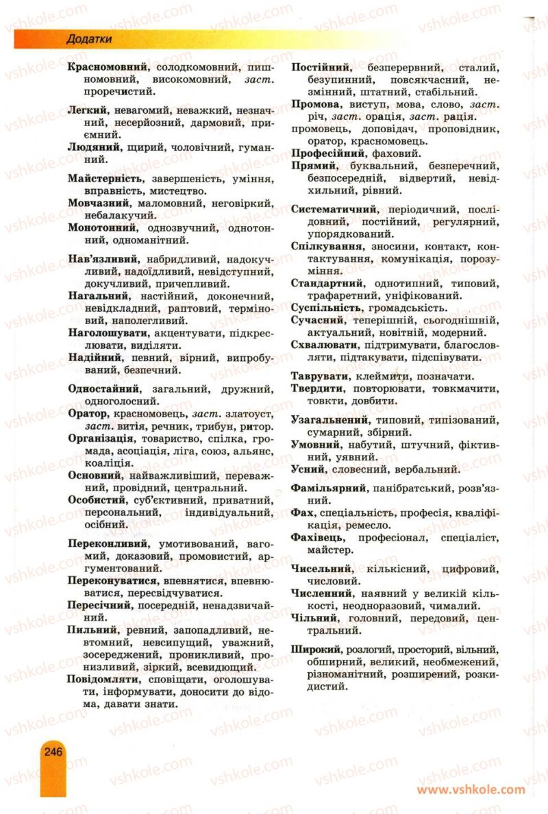Страница 246 | Підручник Українська мова 11 клас О.В. Заболотний, В.В. Заболотний 2012