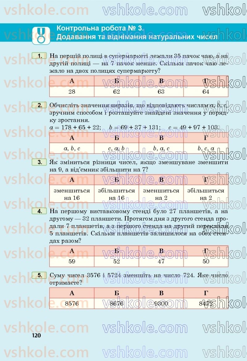 Страница 120 | Підручник Математика 5 клас М.В. Беденко 2022