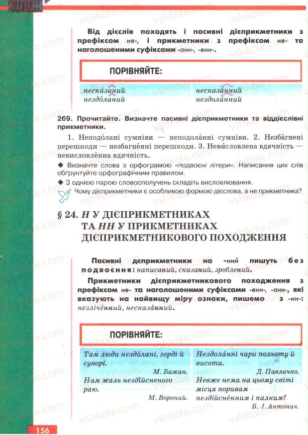 Страница 156 | Підручник Українська мова 7 клас О.П. Глазова, Ю.Б. Кузнецов 2007