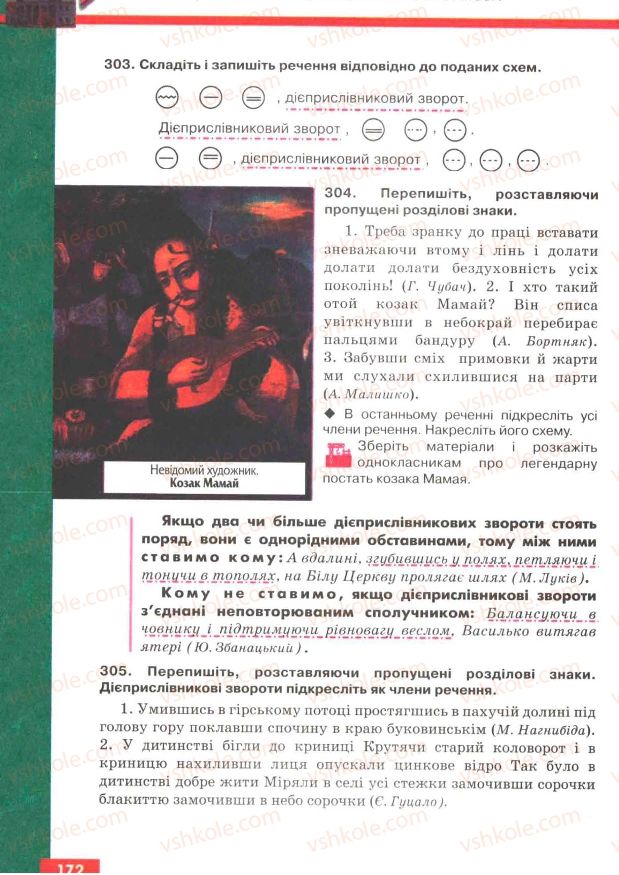 Страница 172 | Підручник Українська мова 7 клас О.П. Глазова, Ю.Б. Кузнецов 2007