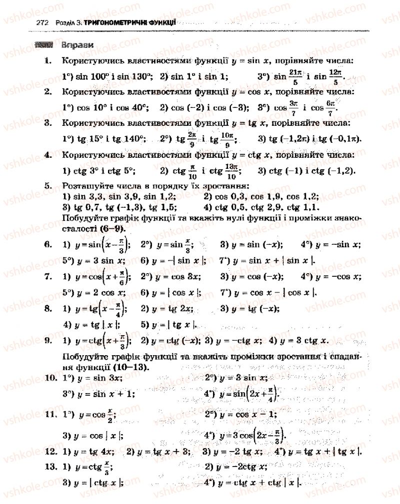 Страница 272 | Підручник Алгебра 10 клас Є.П. Нелін 2010 Академічний рівень