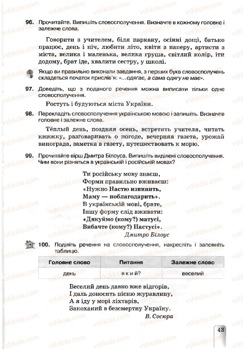 Страница 43 | Підручник Українська мова 5 клас А.А. Ворон, В.А. Солопенко 2013