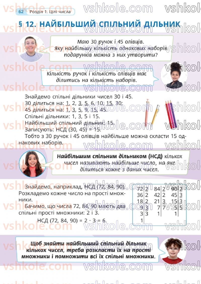 Страница 62 | Підручник Математика 6 клас Г.П. Бевз, В.Г. Бевз 2023 1 частина