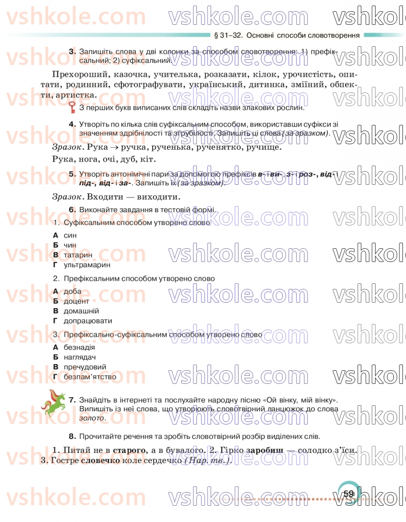 Страница 59 | Підручник Українська мова 6 клас О.М. Авраменко 2023
