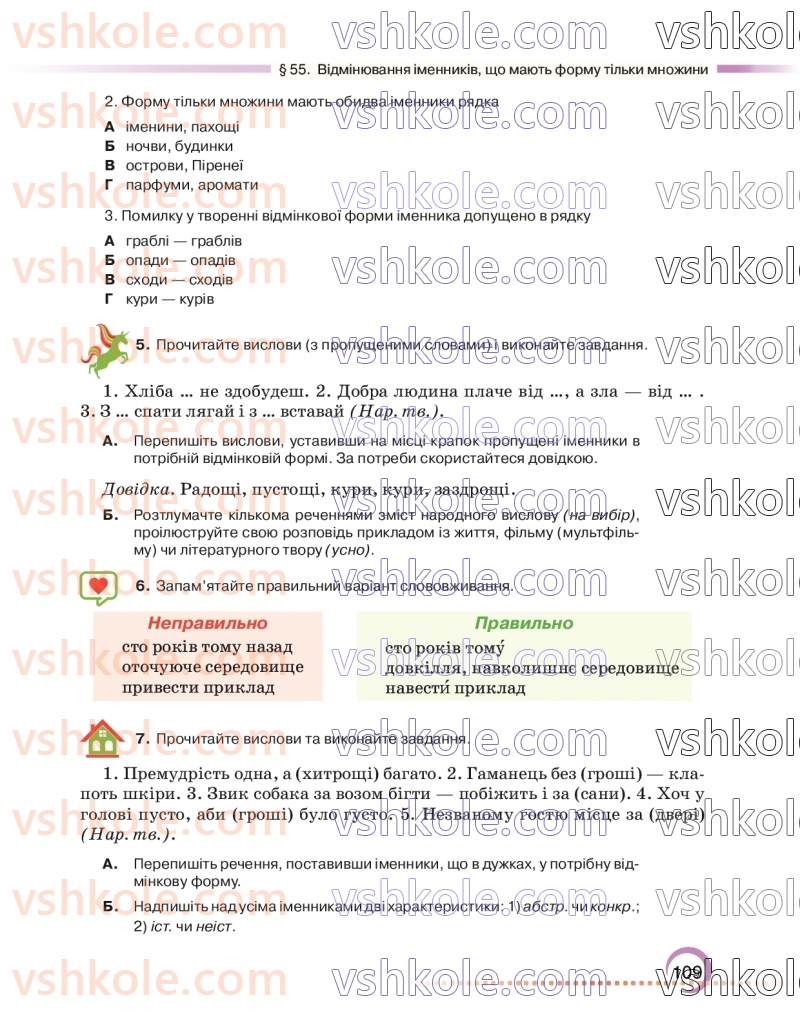 Страница 109 | Підручник Українська мова 6 клас О.М. Авраменко 2023