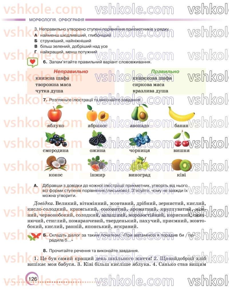 Страница 126 | Підручник Українська мова 6 клас О.М. Авраменко 2023