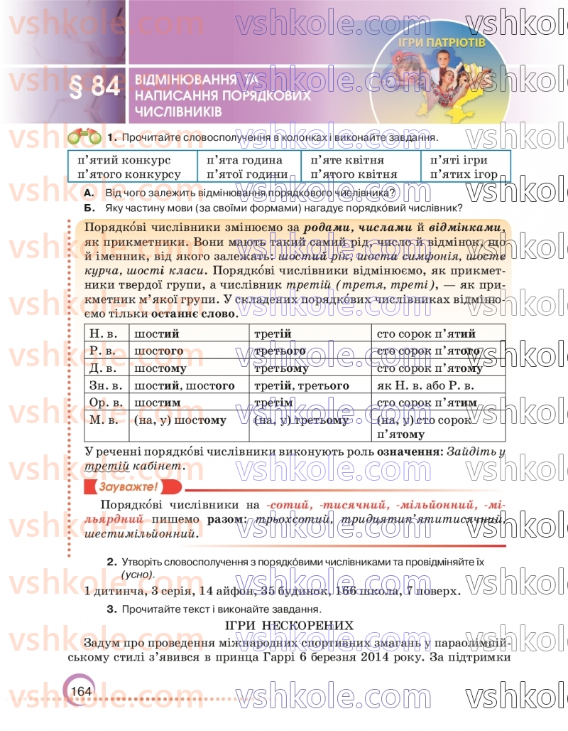 Страница 164 | Підручник Українська мова 6 клас О.М. Авраменко 2023