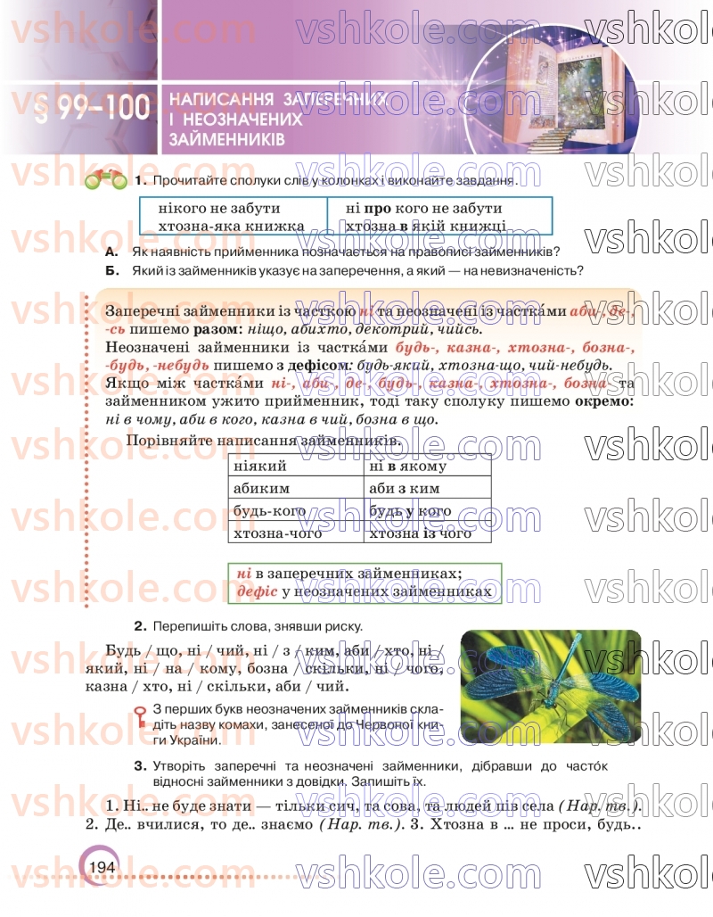 Страница 194 | Підручник Українська мова 6 клас О.М. Авраменко 2023