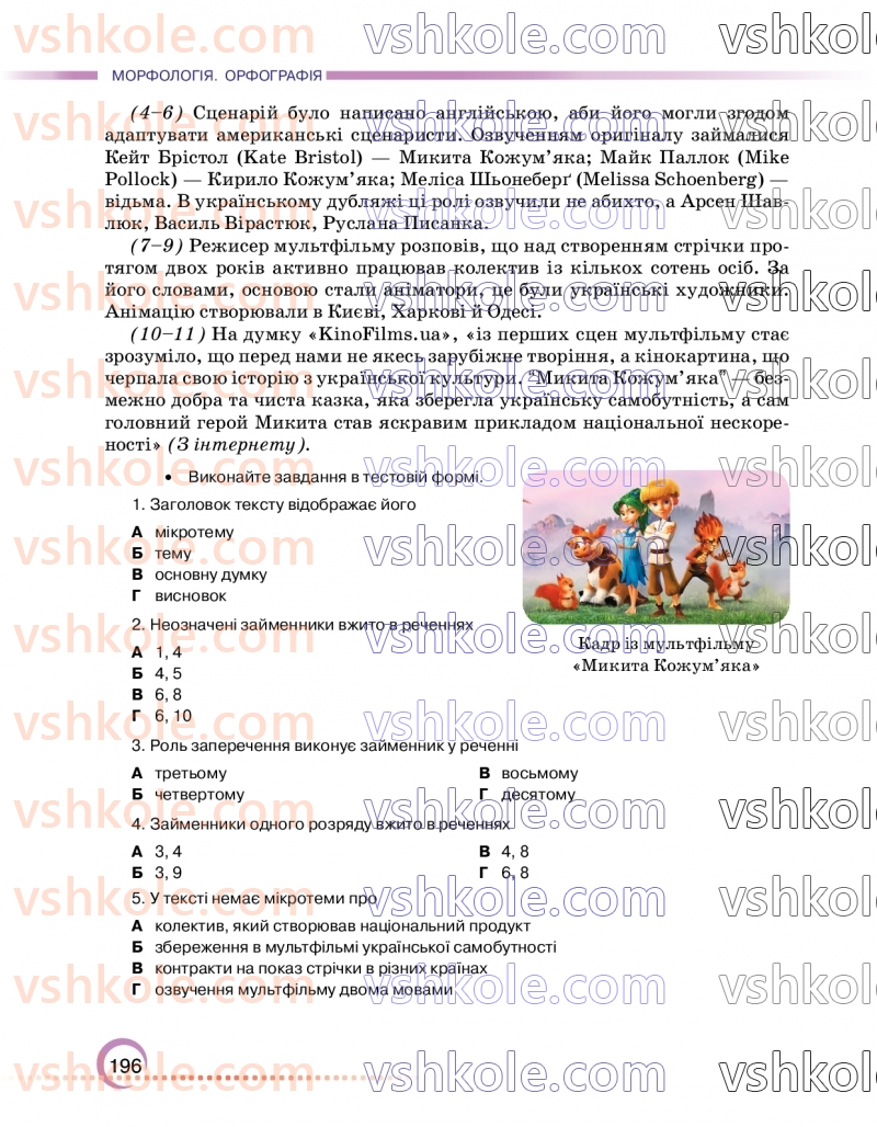 Страница 196 | Підручник Українська мова 6 клас О.М. Авраменко 2023