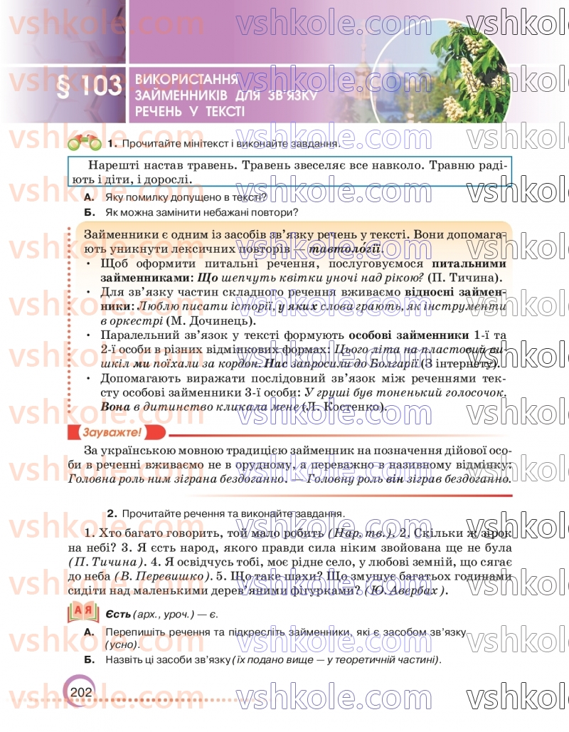 Страница 202 | Підручник Українська мова 6 клас О.М. Авраменко 2023