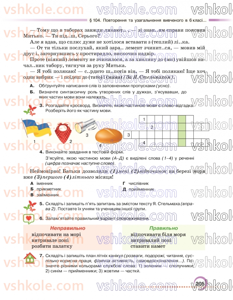 Страница 205 | Підручник Українська мова 6 клас О.М. Авраменко 2023