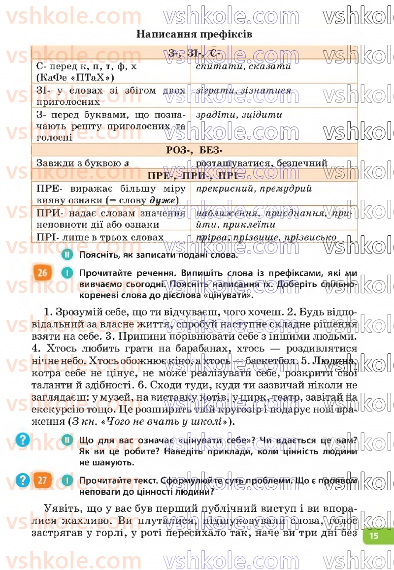 Страница 15 | Підручник Українська мова 6 клас Н.Б. Голуб, О.М. Горошкіна 2023