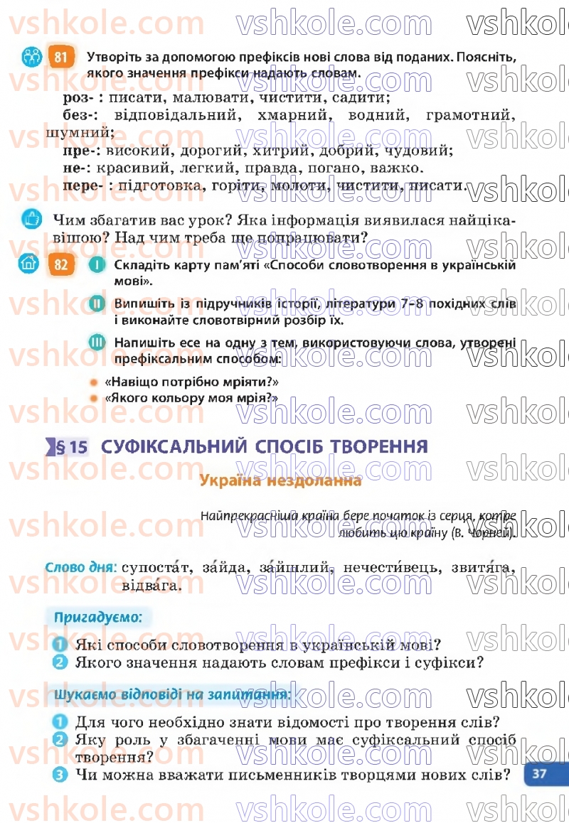 Страница 37 | Підручник Українська мова 6 клас Н.Б. Голуб, О.М. Горошкіна 2023