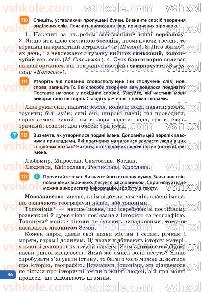 Страница 46 | Підручник Українська мова 6 клас Н.Б. Голуб, О.М. Горошкіна 2023