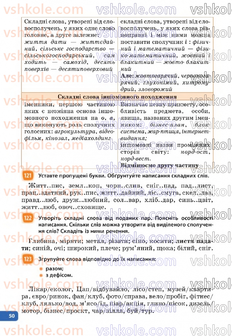 Страница 50 | Підручник Українська мова 6 клас Н.Б. Голуб, О.М. Горошкіна 2023