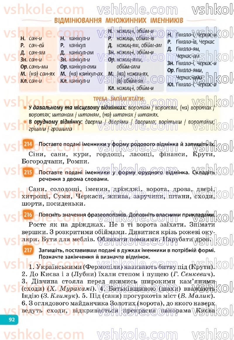 Страница 92 | Підручник Українська мова 6 клас Н.Б. Голуб, О.М. Горошкіна 2023