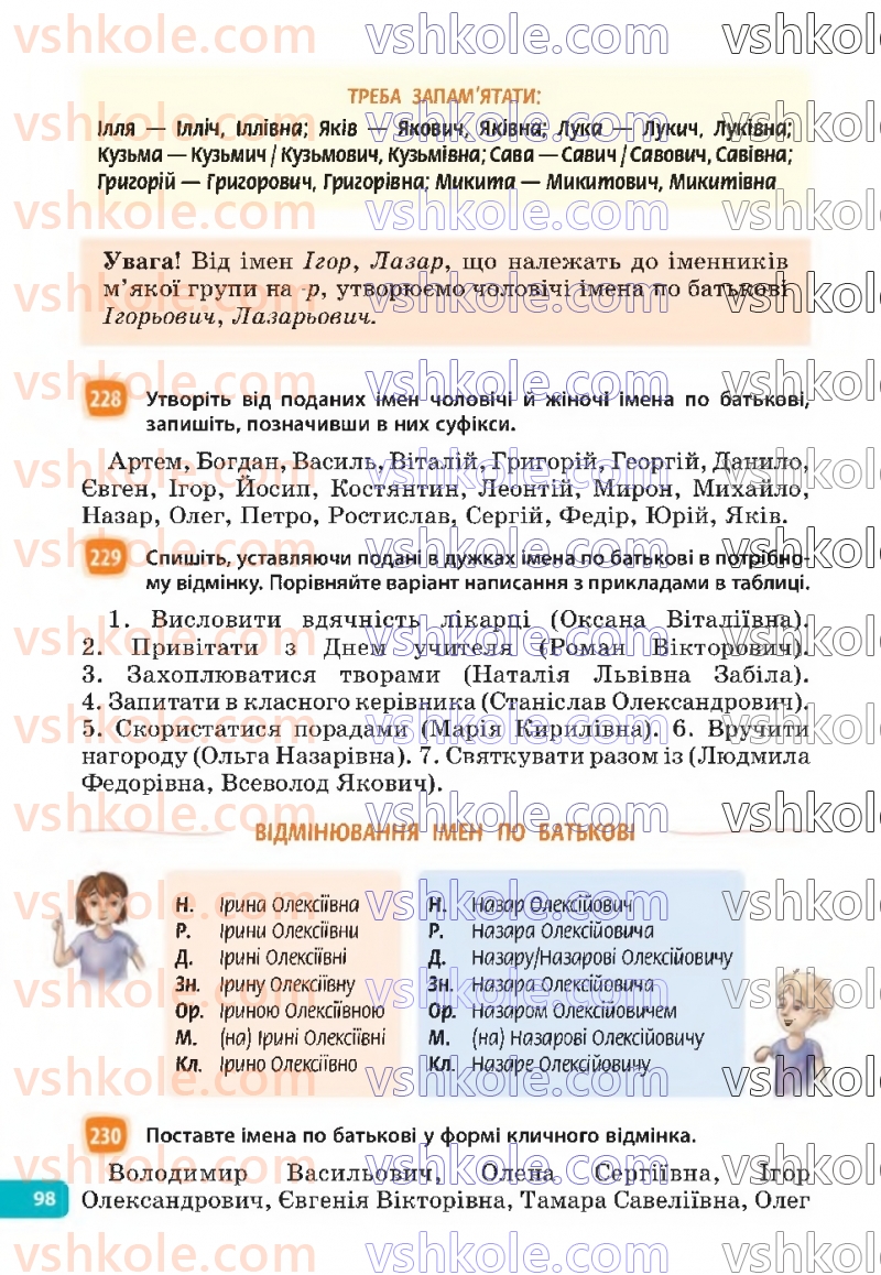 Страница 98 | Підручник Українська мова 6 клас Н.Б. Голуб, О.М. Горошкіна 2023