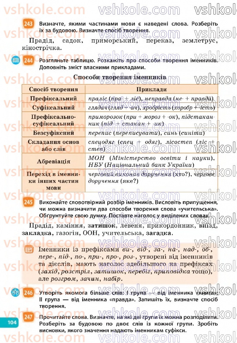 Страница 104 | Підручник Українська мова 6 клас Н.Б. Голуб, О.М. Горошкіна 2023