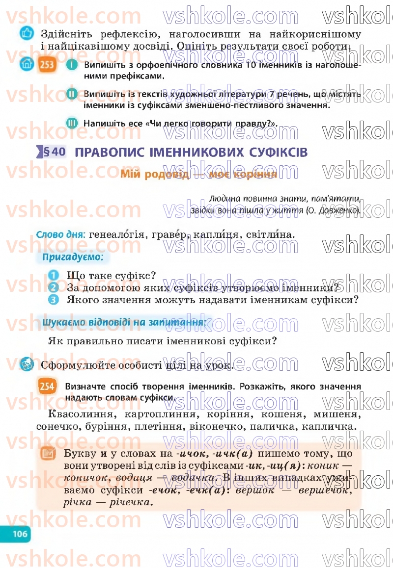 Страница 106 | Підручник Українська мова 6 клас Н.Б. Голуб, О.М. Горошкіна 2023
