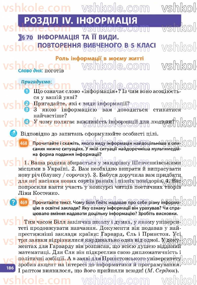 Страница 186 | Підручник Українська мова 6 клас Н.Б. Голуб, О.М. Горошкіна 2023