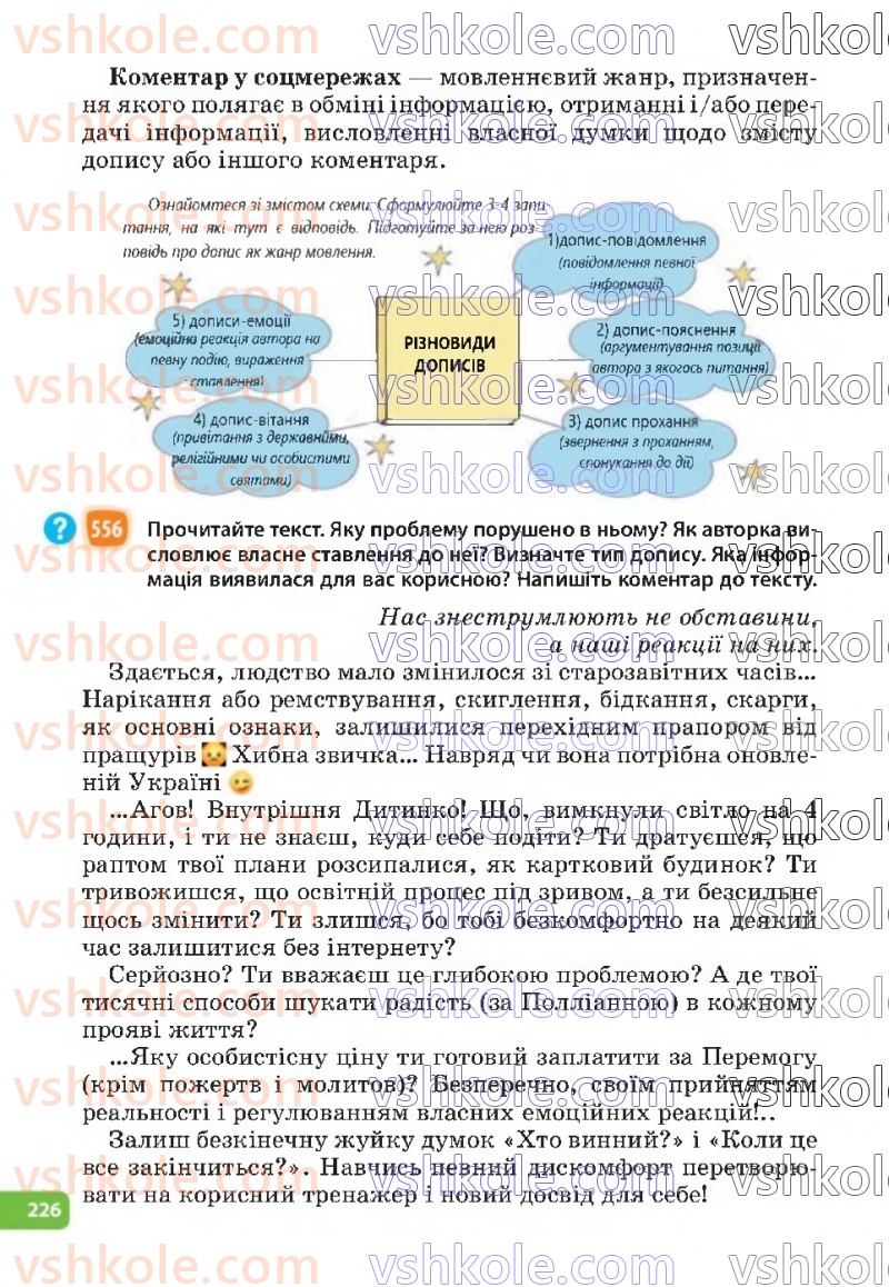 Страница 226 | Підручник Українська мова 6 клас Н.Б. Голуб, О.М. Горошкіна 2023