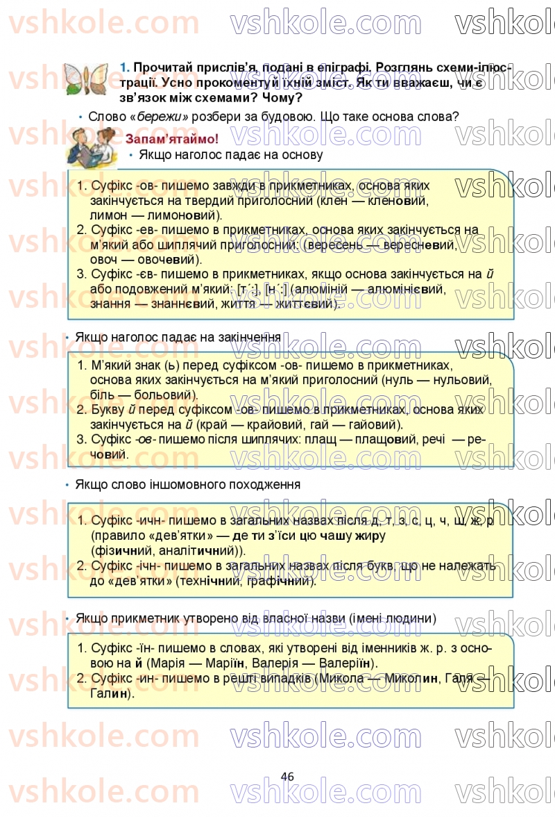 Страница 46 | Підручник Українська мова 6 клас О.М. Семеног, О.В. Калинич, Т.І. Дятленко 2023