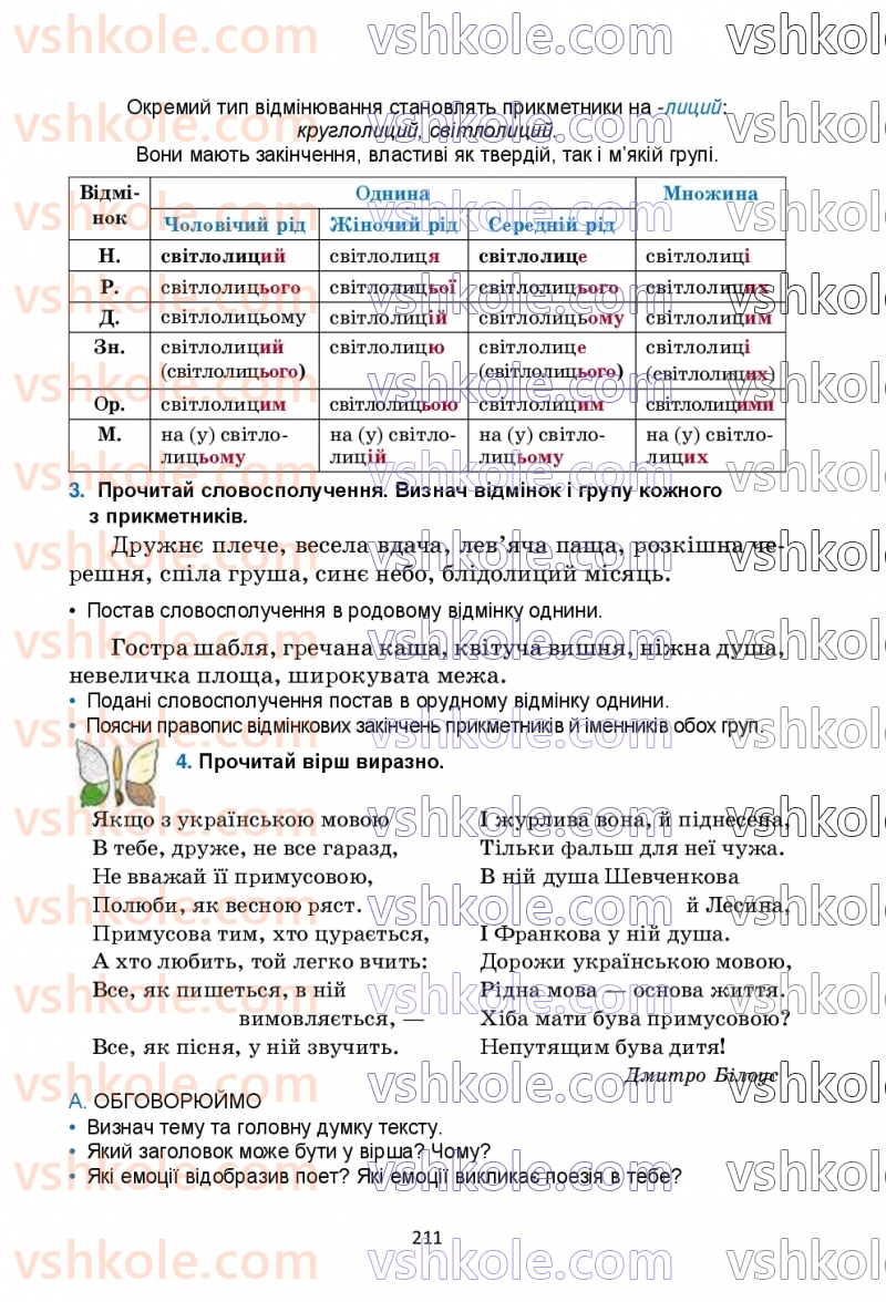 Страница 211 | Підручник Українська мова 6 клас О.М. Семеног, О.В. Калинич, Т.І. Дятленко 2023