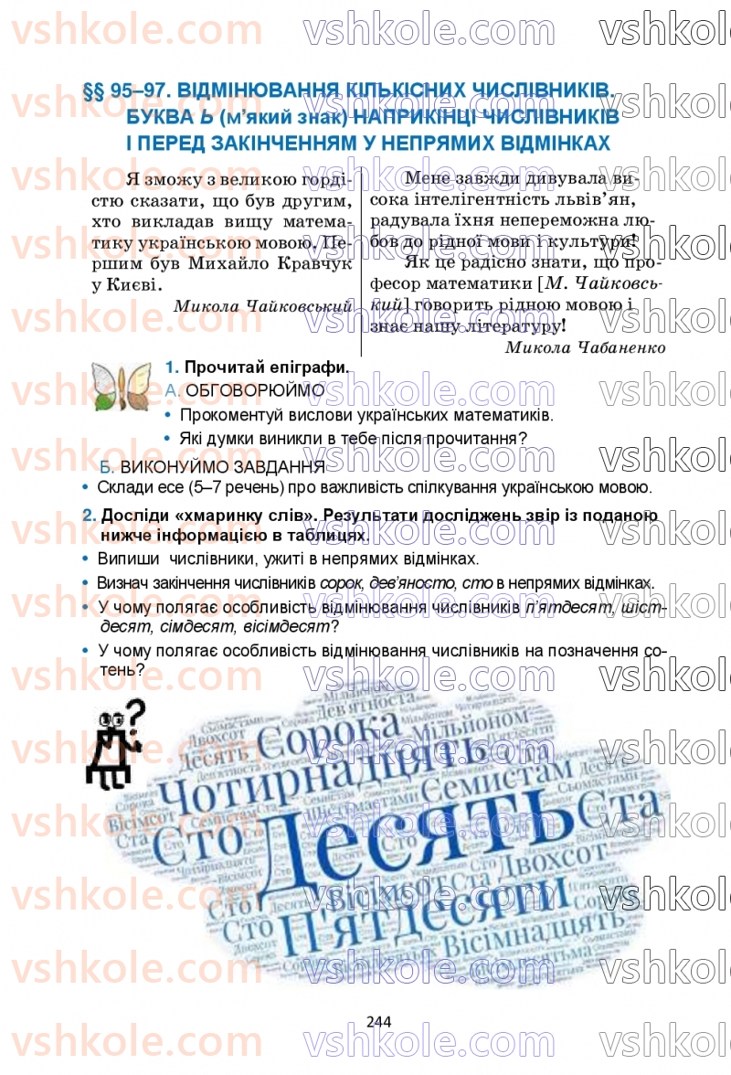 Страница 244 | Підручник Українська мова 6 клас О.М. Семеног, О.В. Калинич, Т.І. Дятленко 2023
