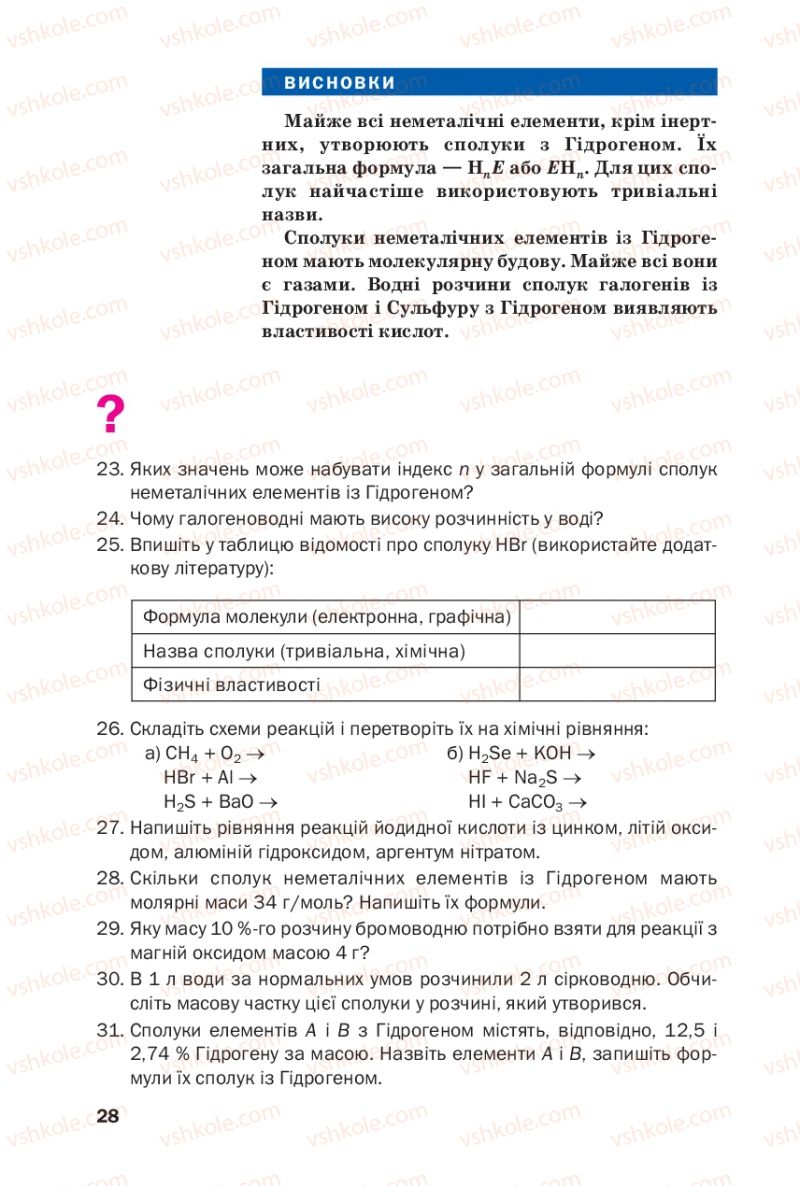 Страница 28 | Підручник Хімія 10 клас П.П. Попель, Л.С. Крикля 2010