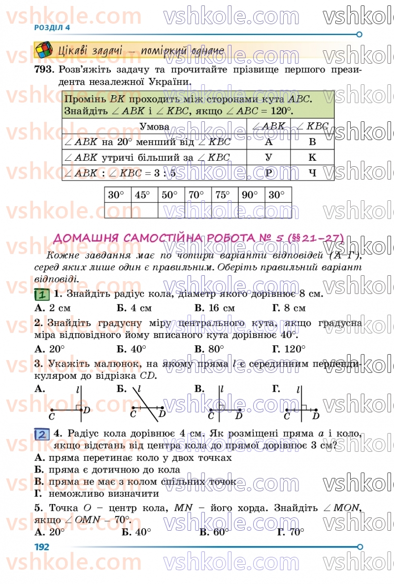 Страница 192 | Підручник Геометрія 7 клас О.С Істер 2024