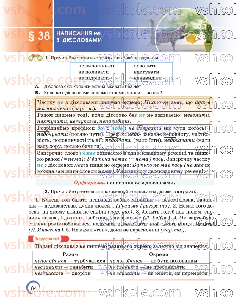 Страница 84 | Підручник Українська мова 7 клас О.М. Авраменко 2024