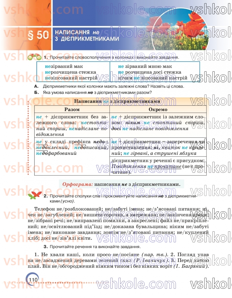 Страница 110 | Підручник Українська мова 7 клас О.М. Авраменко 2024