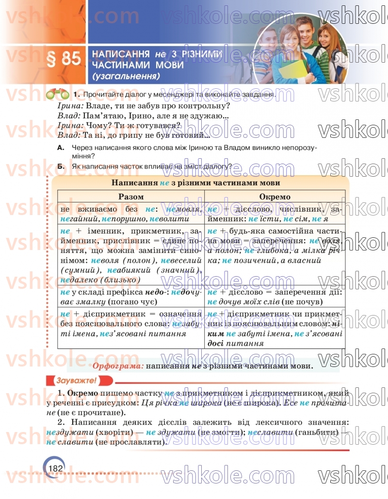 Страница 182 | Підручник Українська мова 7 клас О.М. Авраменко 2024