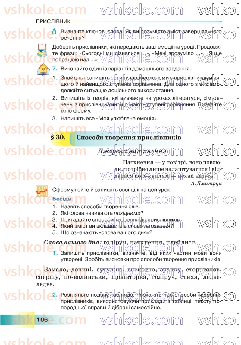 Страница 106 | Підручник Українська мова 7 клас Н.Б. Голуб 2024