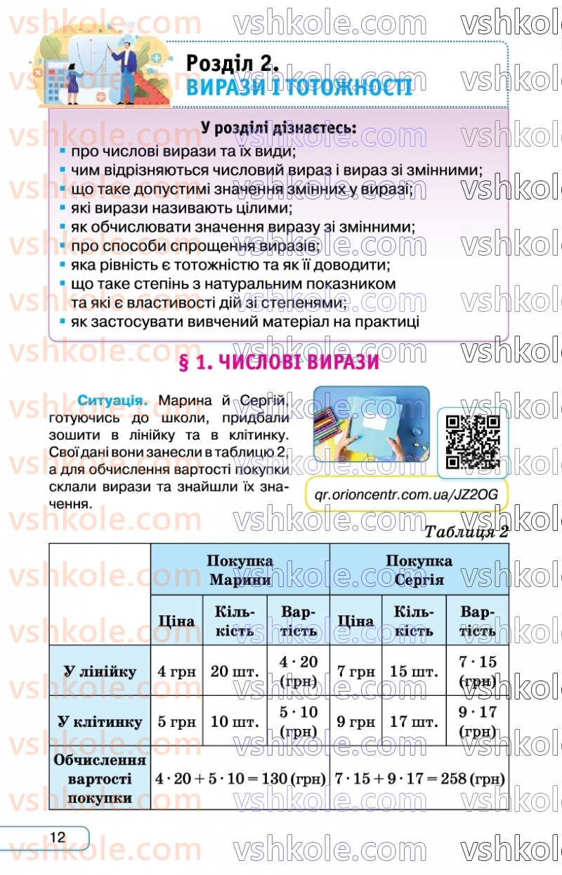 Страница 12 | Підручник Алгебра 7 клас Н.А. Тарасенкова, І.М. Богатирьова, О.М. Коломієць  2024