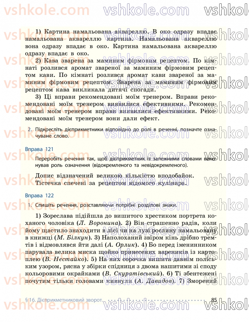 Страница 85 | Підручник Українська мова 7 клас І.М. Літвінова 2024
