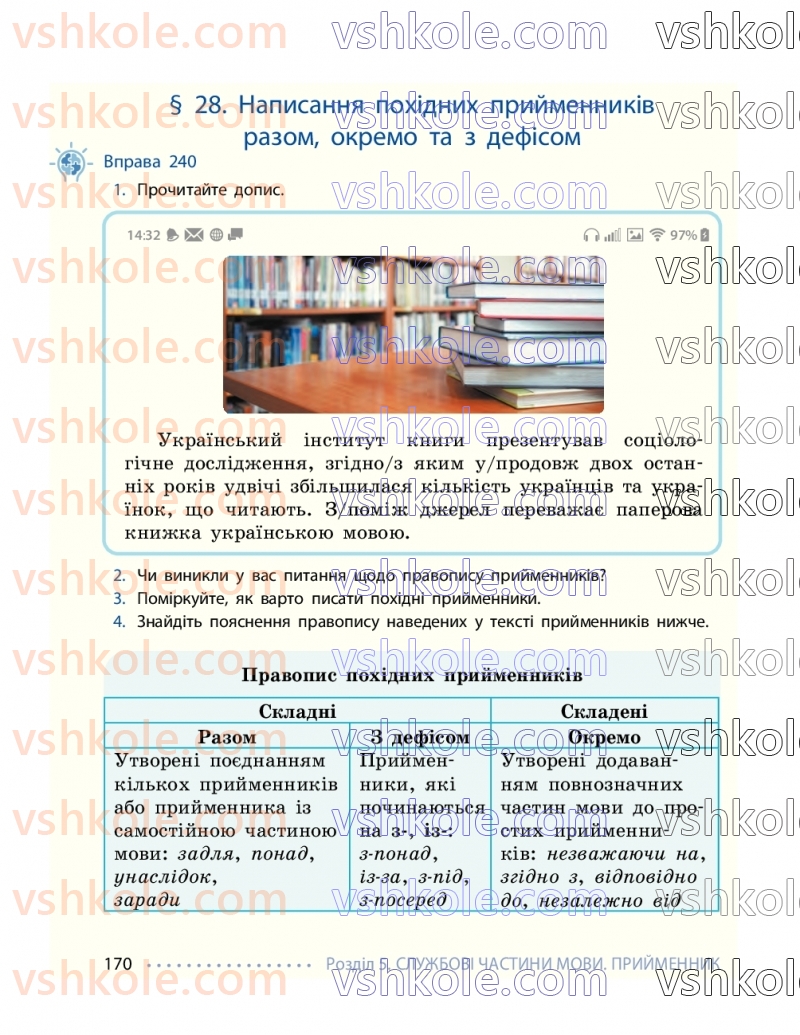 Страница 170 | Підручник Українська мова 7 клас І.М. Літвінова 2024