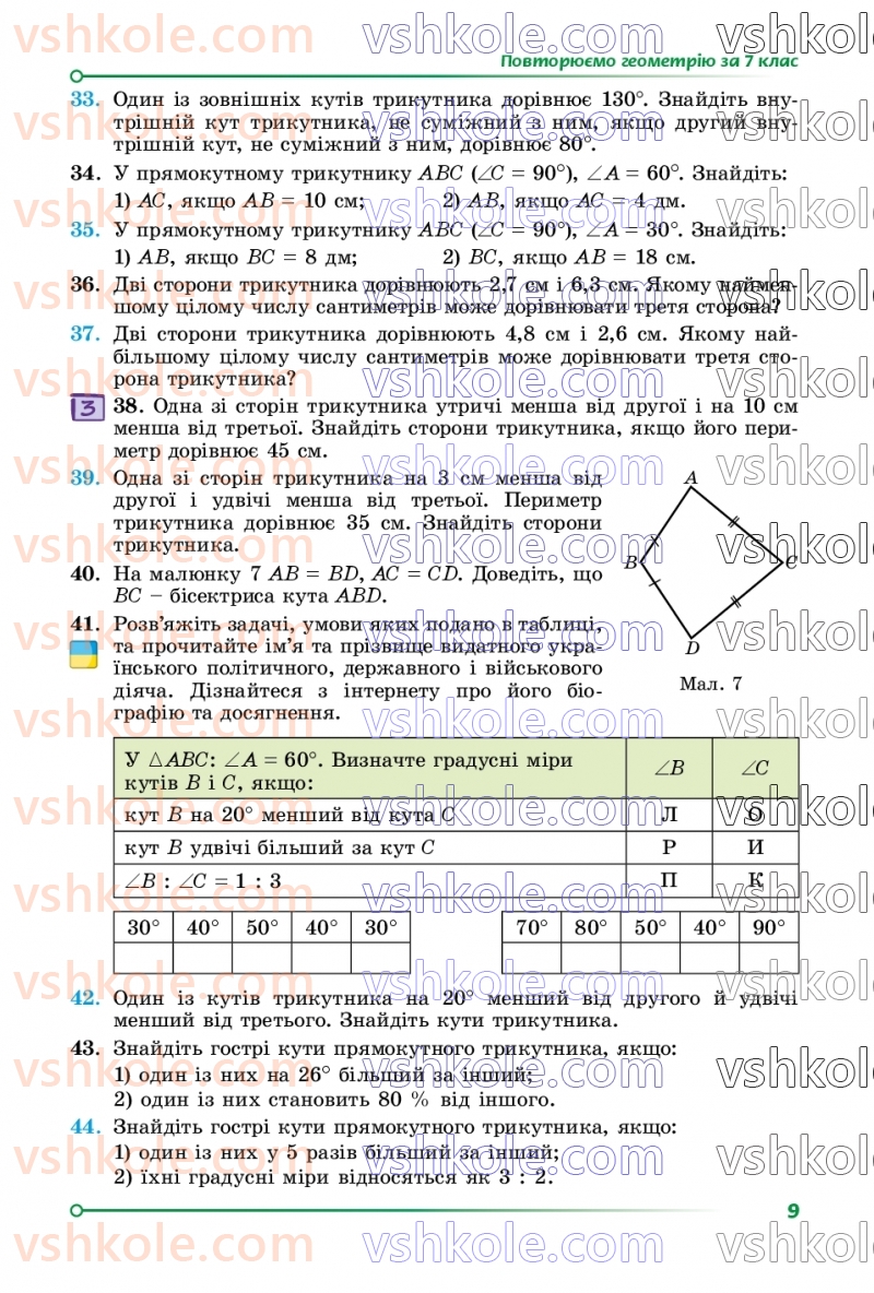 Страница 9 | Підручник Геометрія 8 клас О.С. Істер 2025