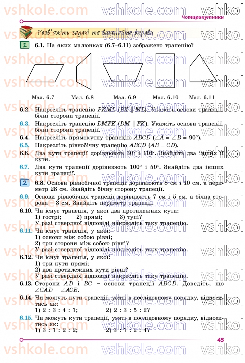 Страница 45 | Підручник Геометрія 8 клас О.С. Істер 2025