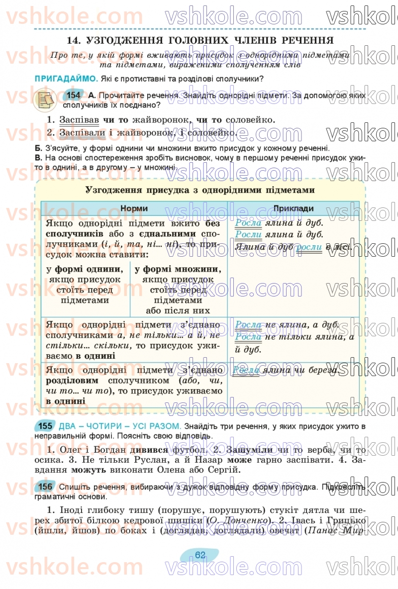 Страница 62 | Підручник Українська мова 8 клас В.В. Заболотний, О.В. Заболотний 2025