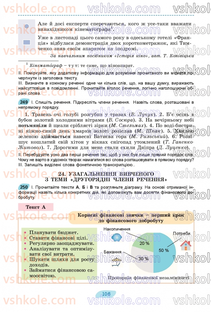Страница 106 | Підручник Українська мова 8 клас В.В. Заболотний, О.В. Заболотний 2025