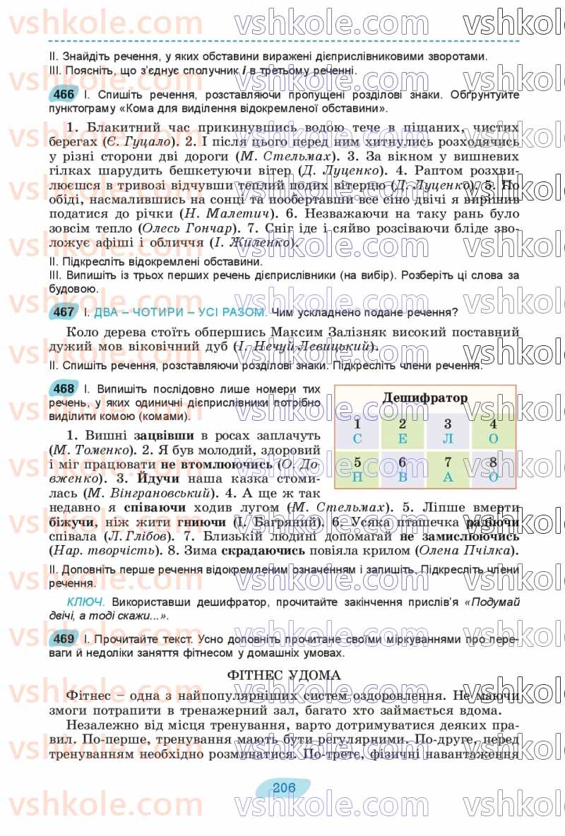 Страница 206 | Підручник Українська мова 8 клас В.В. Заболотний, О.В. Заболотний 2025