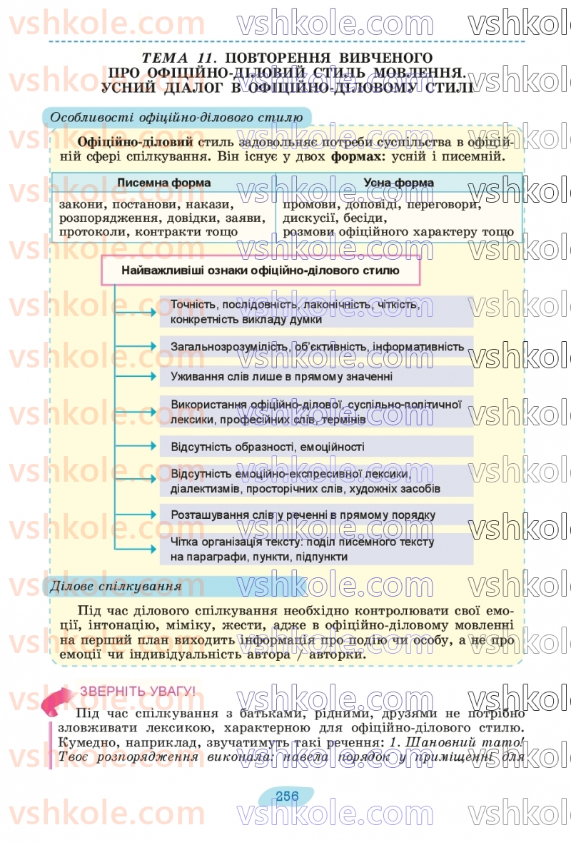 Страница 256 | Підручник Українська мова 8 клас В.В. Заболотний, О.В. Заболотний 2025