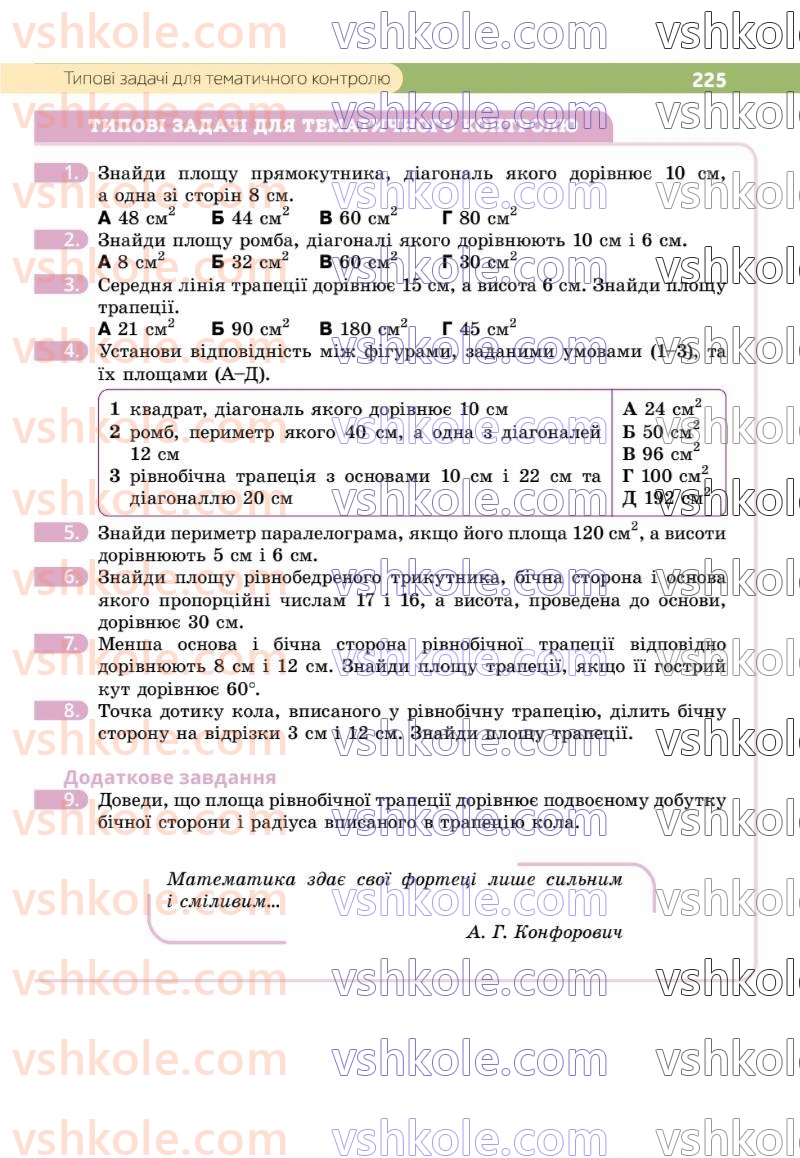 Страница 225 | Підручник Геометрія 8 клас Г.П. Бевз, В.Г. Бевз 2025