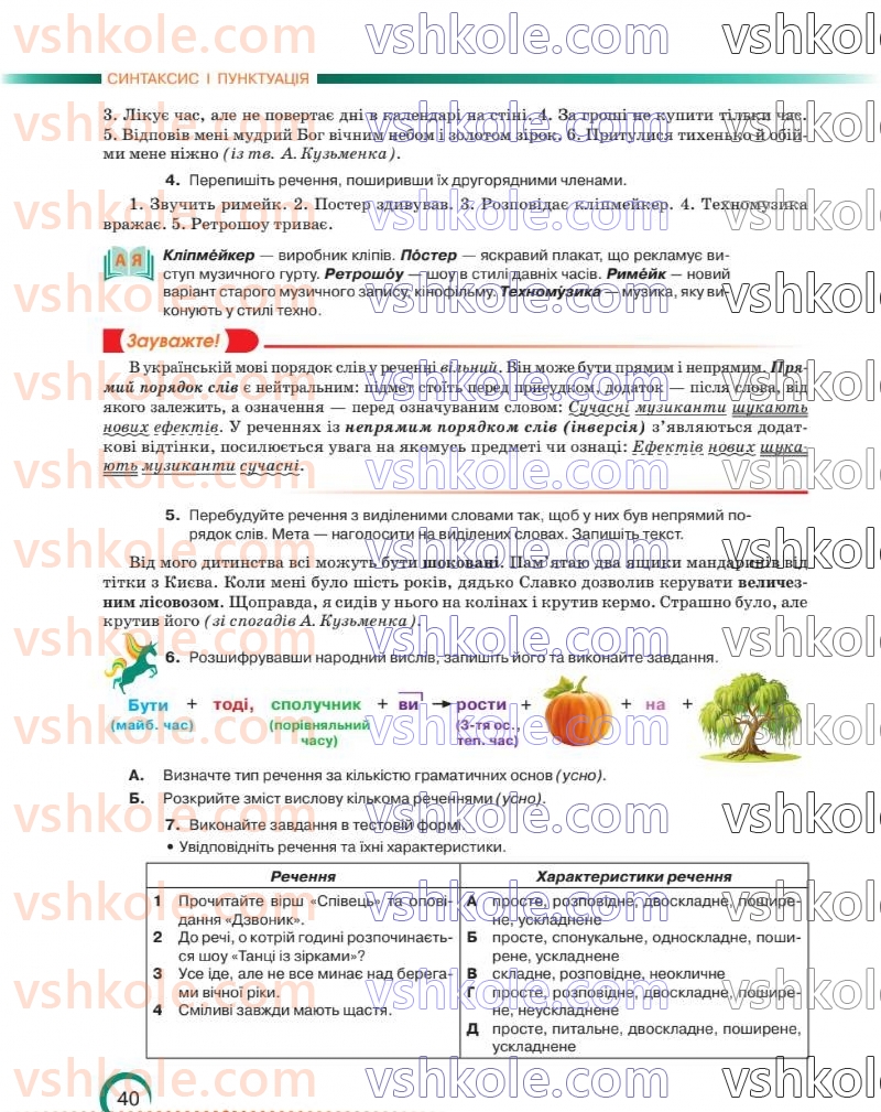Страница 40 | Підручник Українська мова 8 клас О.М. Авраменко 2025