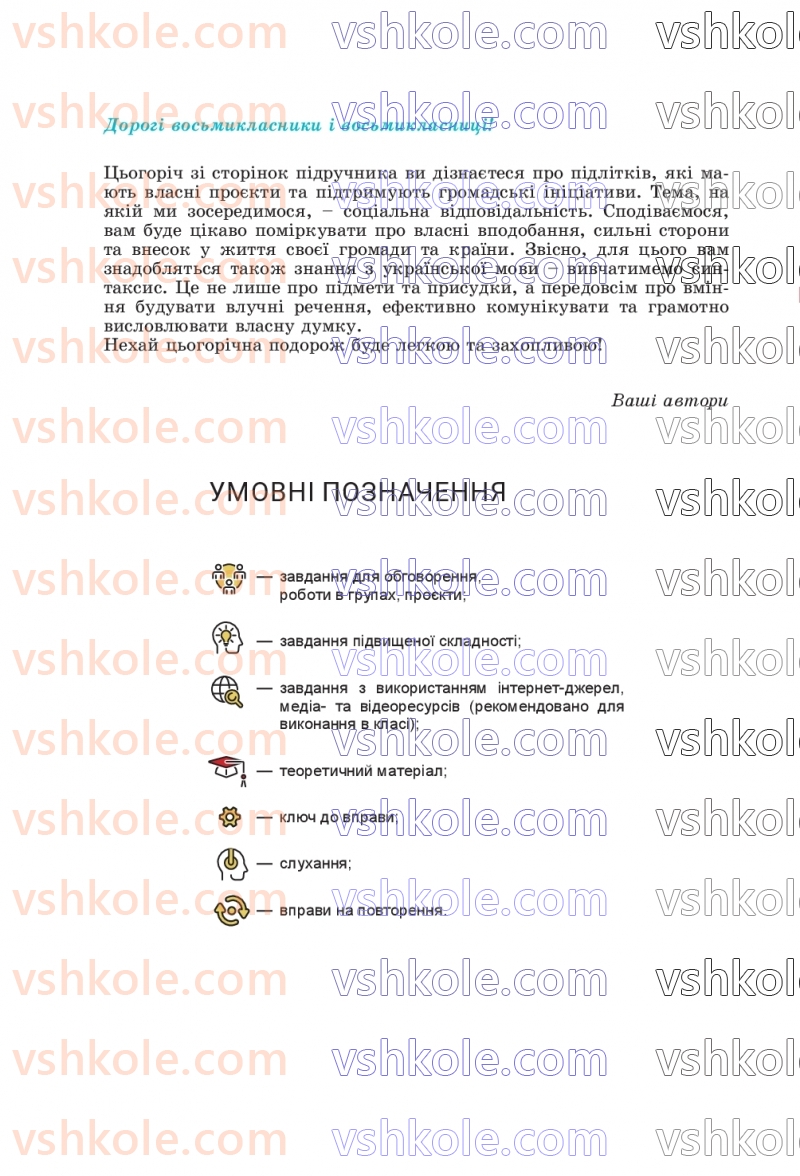 Страница 4 | Підручник Українська мова 8 клас А.В. Онатій, Т.П. Ткачук 2025